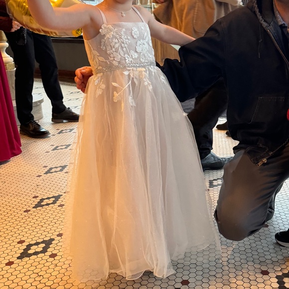 David’s Bridal sparkle organza flower girl dress with applique - Picture 9 of 9